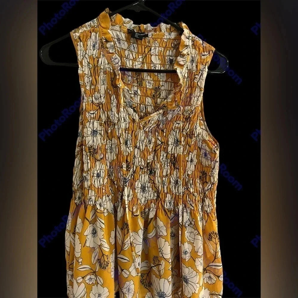 Cynthia Rowley Yellow Flowy Top size large